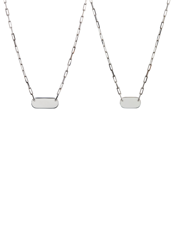 SMALL BAR ID NECKLACE, SILVER