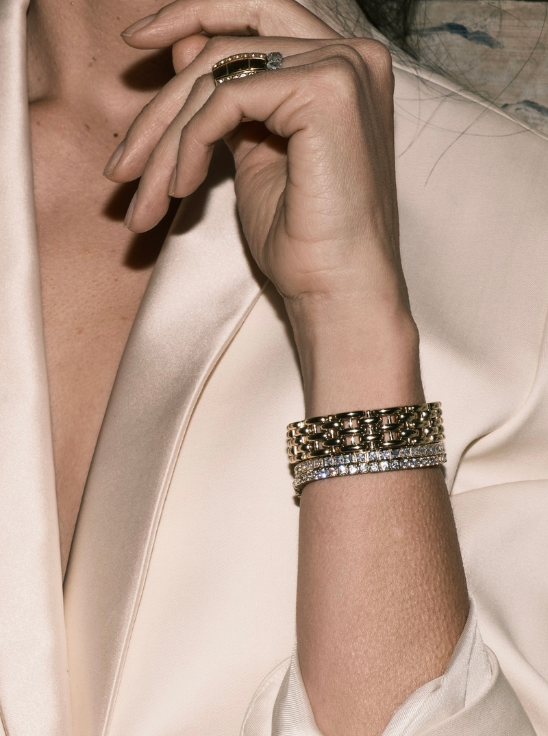 DORSEY PRINCESS CUT, LAB-GROWN WHITE SAPPHIRE GOLD RIVIÈRE BRACELET