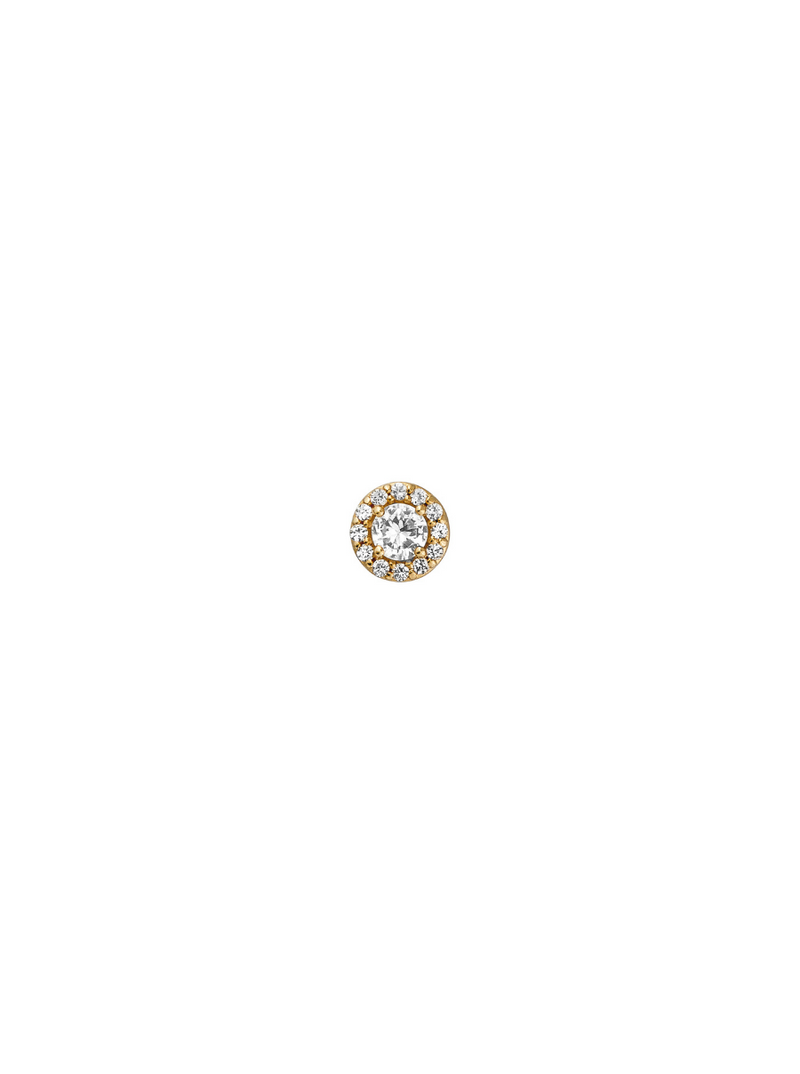 VIOLETTE PAVÉ HALO, LAB-GROWN WHITE SAPPHIRE STUD, GOLD