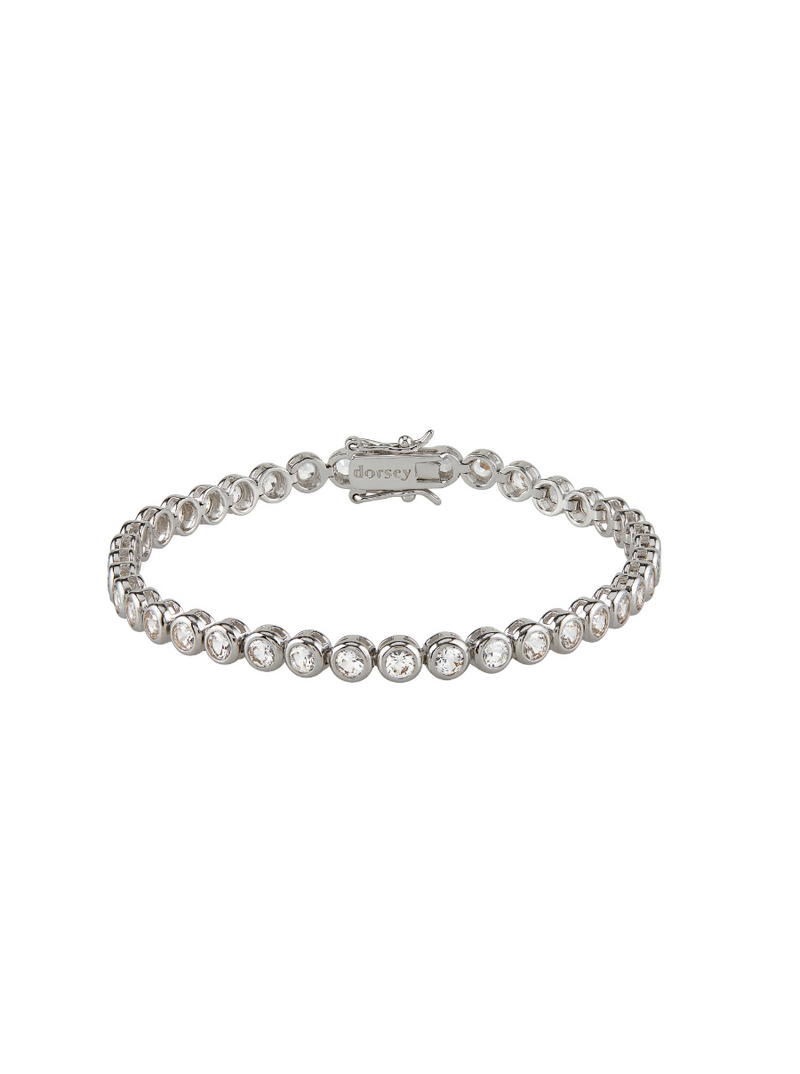 JAMES BEZEL 3.25MM, LAB-GROWN WHITE SAPPHIRE SILVER RIVIÈRE BRACELET