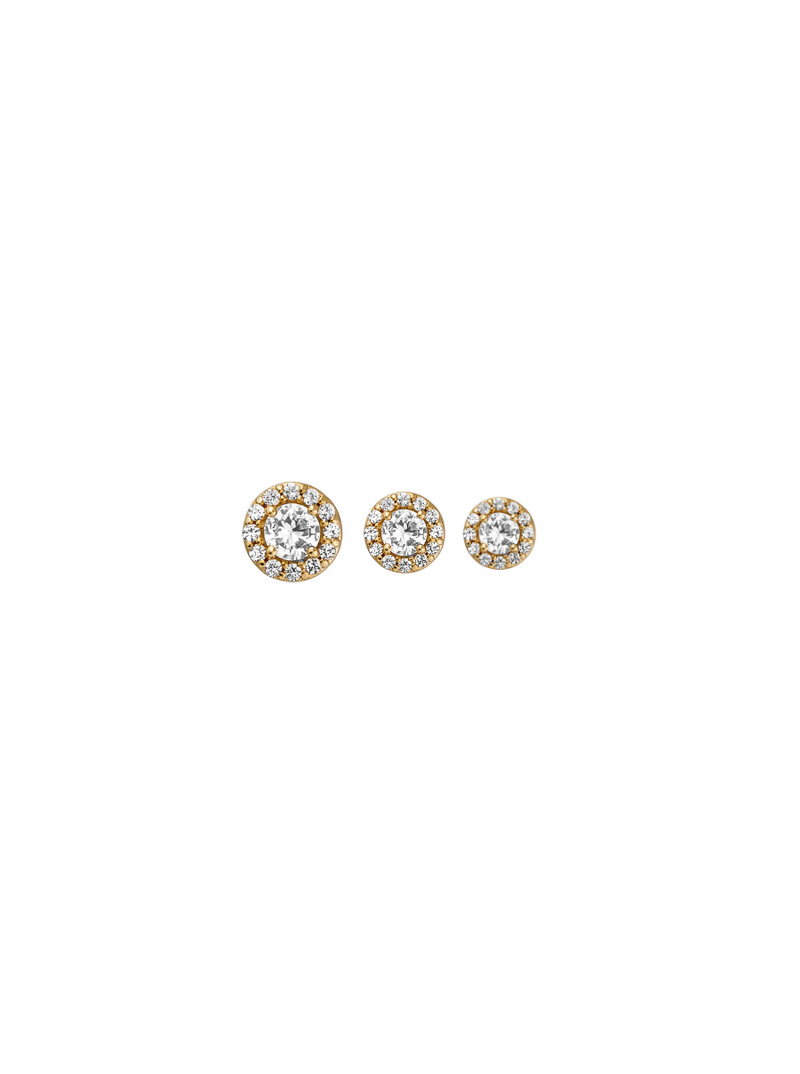 VIOLETTE PAVÉ HALO, LAB-GROWN WHITE SAPPHIRE STUD, GOLD