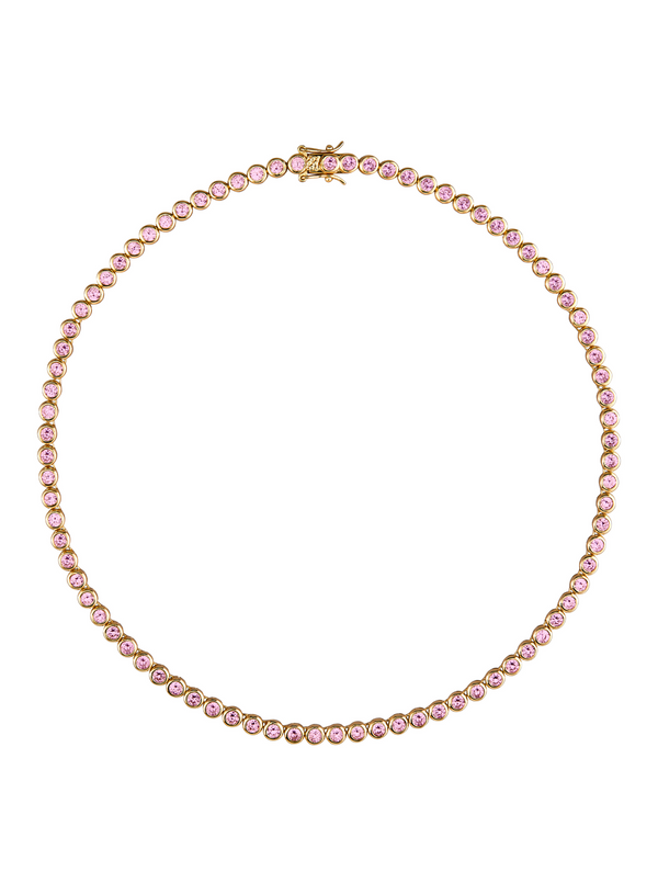 CUSTOM JAMES BEZEL, LAB LIGHT PINK SAPPHIRE RIVIÈRE NECKLACE