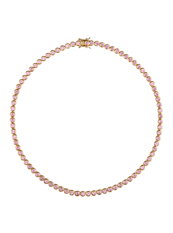 CUSTOM JAMES BEZEL, LAB-GROWN LIGHT PINK SAPPHIRE RIVIÈRE NECKLACE