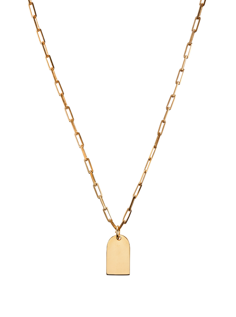 LARGE DOG TAG ID NECKLACE, GOLD