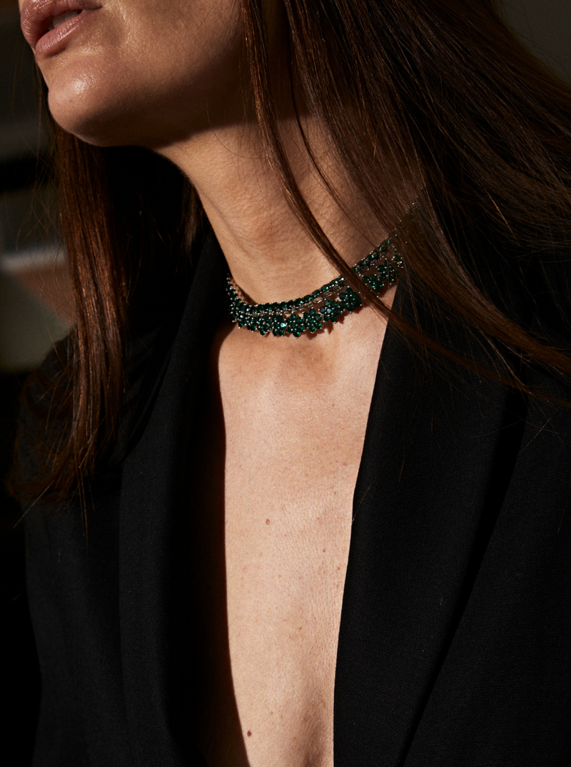 MARGUERITE, EMERALD COLLAR NECKLACE