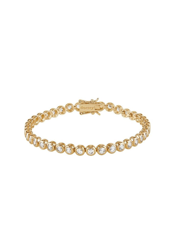 JAMES BEZEL 3.25MM, LAB-GROWN WHITE SAPPHIRE GOLD RIVIÈRE BRACELET