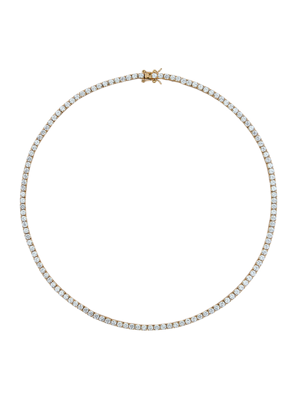 CUSTOM MOSS ROUND CUT, LAB LIGHT BLUE SPINEL RIVIÈRE NECKLACE