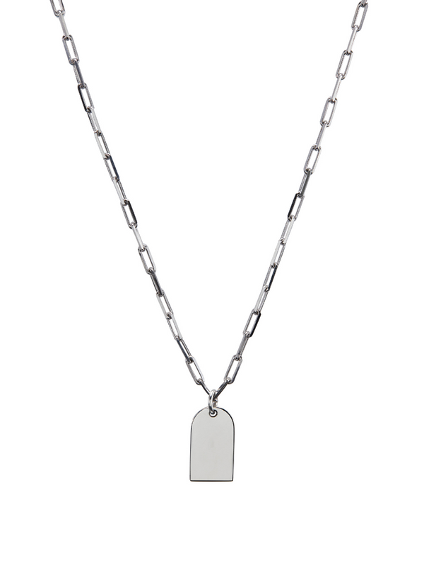 SMALL DOG TAG ID NECKLACE, SILVER