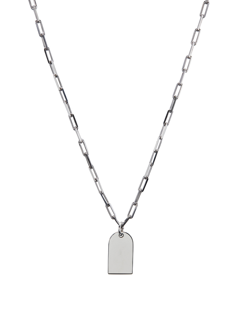 LARGE DOG TAG ID NECKLACE, SILVER