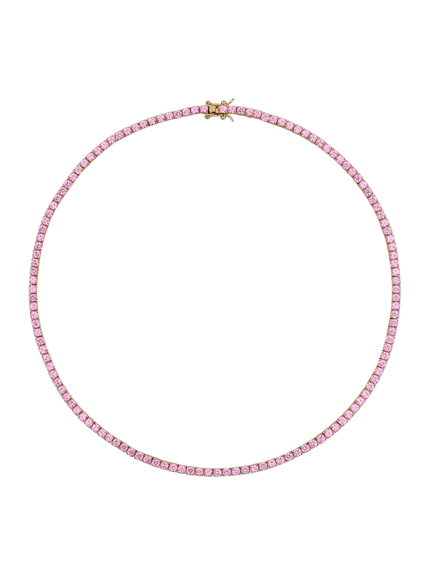 CUSTOM MOSS ROUND CUT, LAB-GROWN LIGHT PINK SAPPHIRE RIVIÈRE NECKLACE