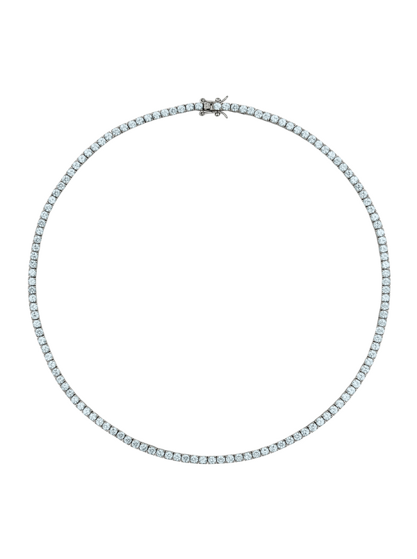 CUSTOM MOSS ROUND CUT, LAB LIGHT BLUE SPINEL RIVIÈRE NECKLACE