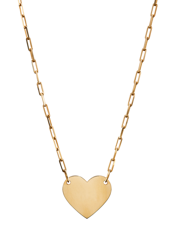 LARGE HEART ID NECKLACE, GOLD