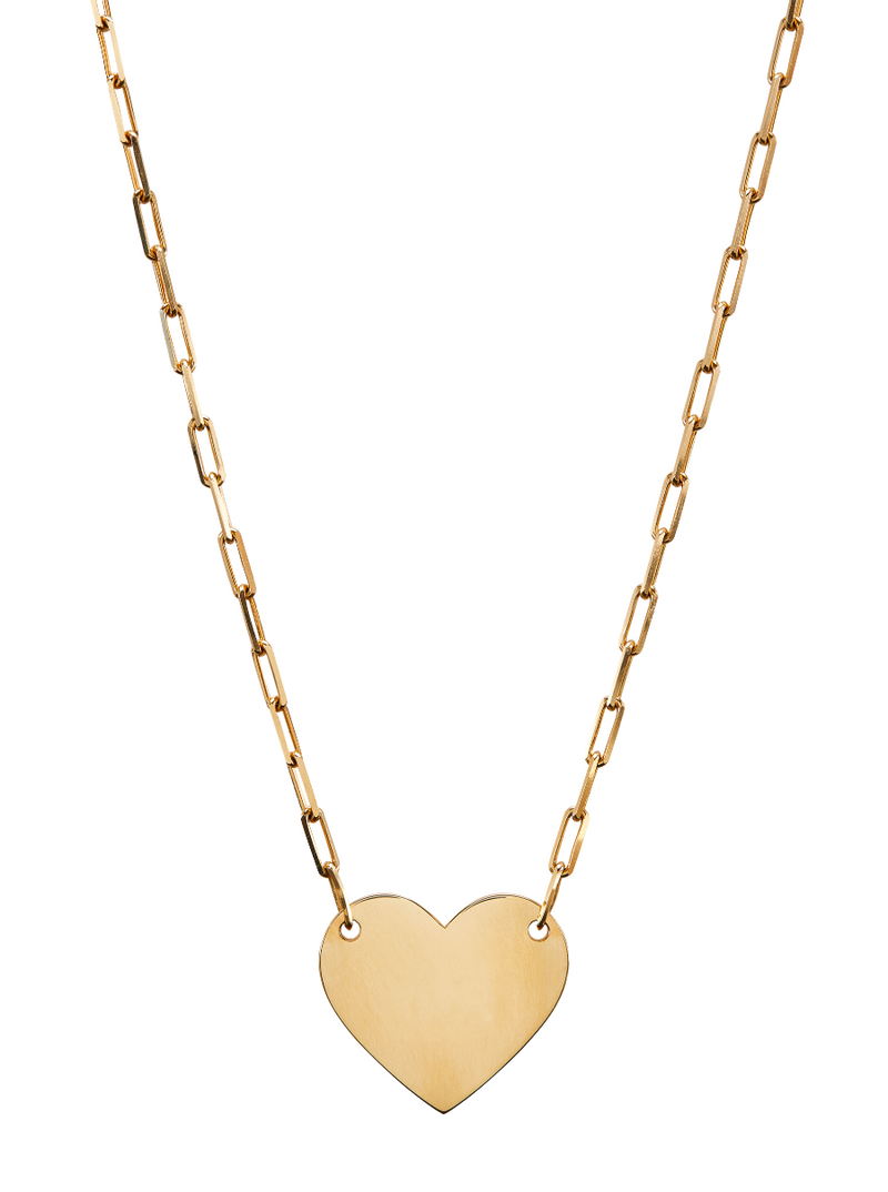 LARGE HEART ID NECKLACE, GOLD – Dorsey