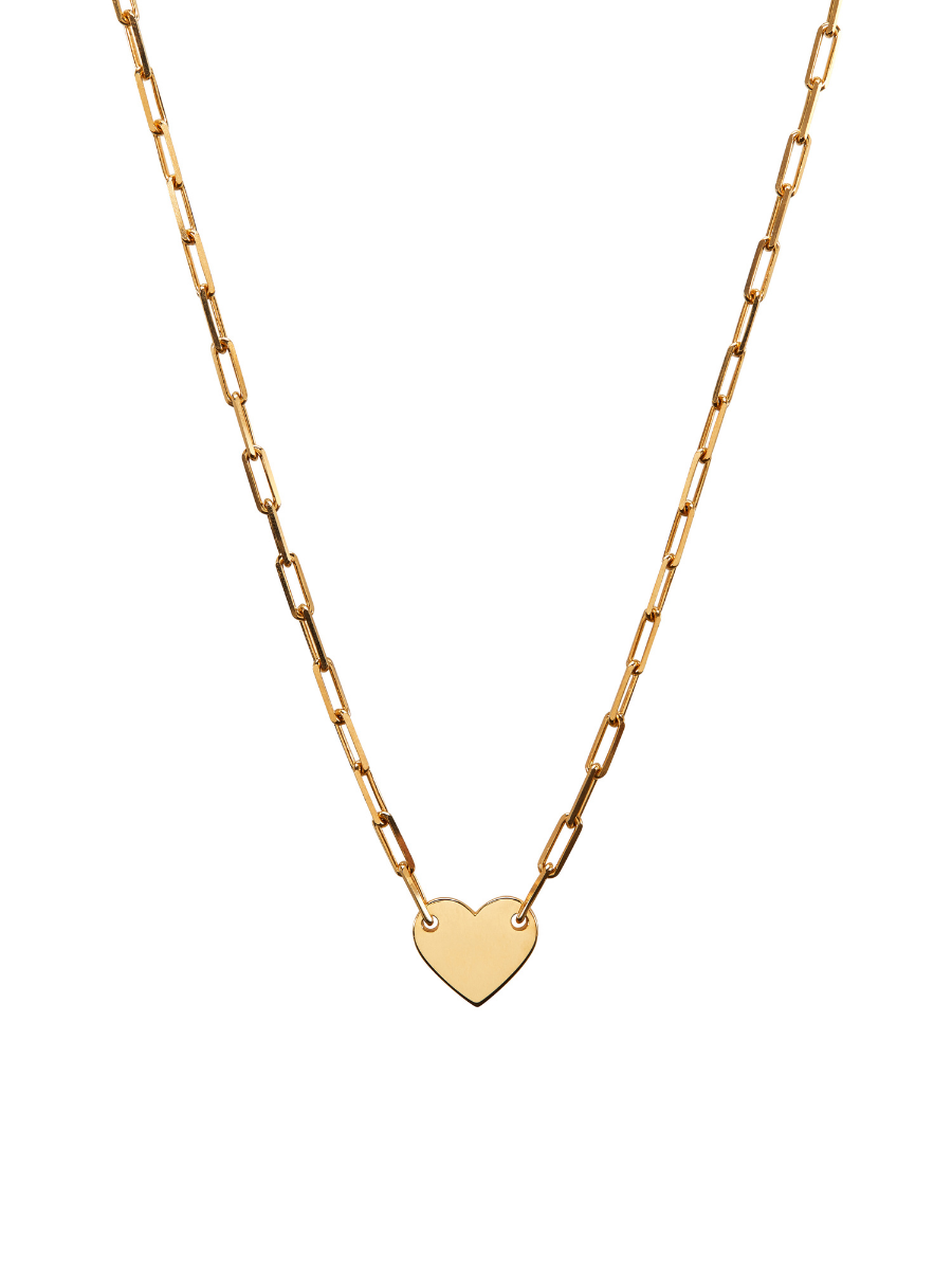 SMALL HEART ID NECKLACE, GOLD