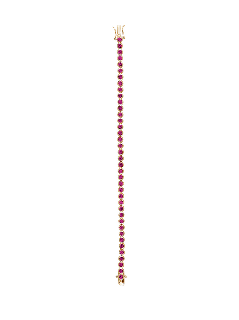 CUSTOM JAMES BEZEL 3.25MM, LAB-GROWN RED SAPPHIRE RIVIÈRE BRACELET