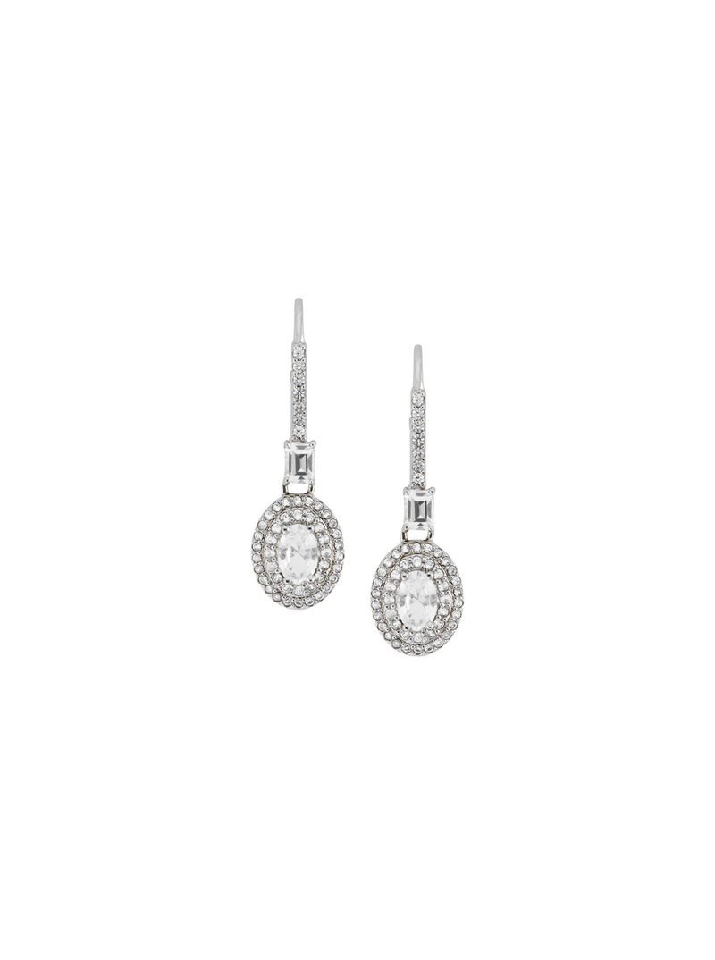 DENEUVE, OVAL WHITE SAPPHIRE DROP EARRINGS