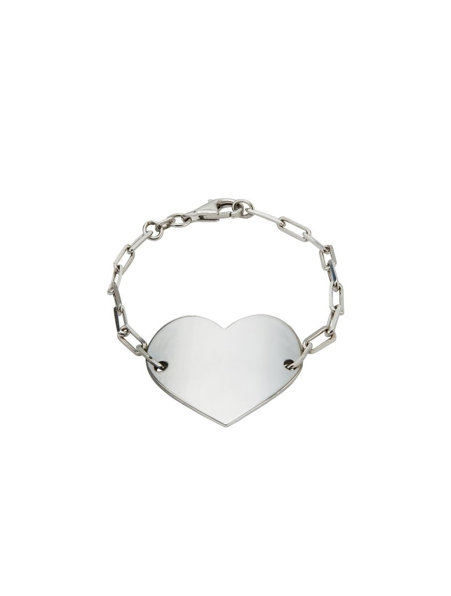 LARGE HEART ID BRACELET, SILVER