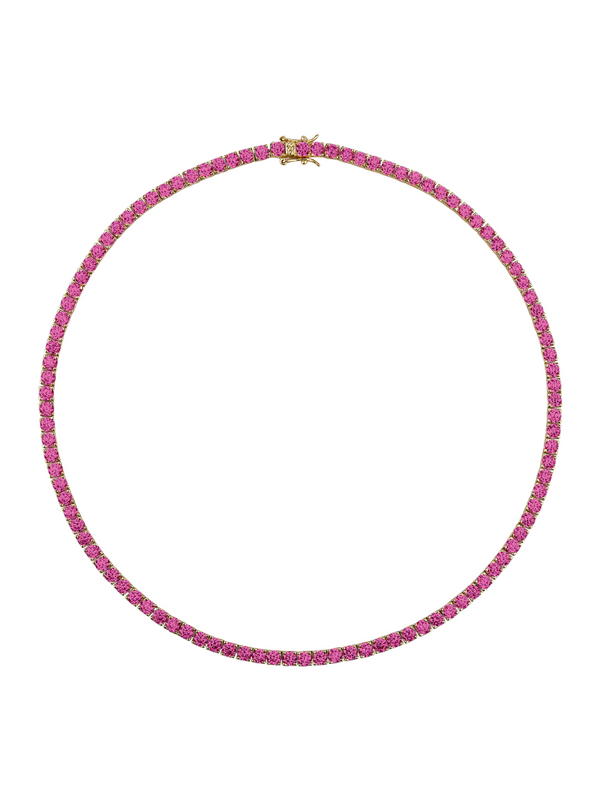 CUSTOM KATE ROUND CUT, LAB-GROWN DARK PINK SAPPHIRE RIVIÈRE NECKLACE