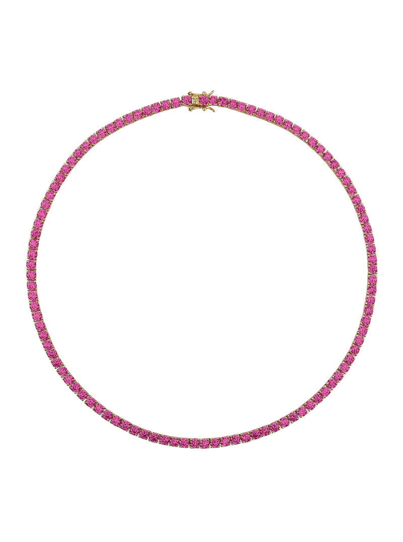 CUSTOM KATE ROUND CUT, LAB-GROWN DARK PINK SAPPHIRE RIVIÈRE NECKLACE