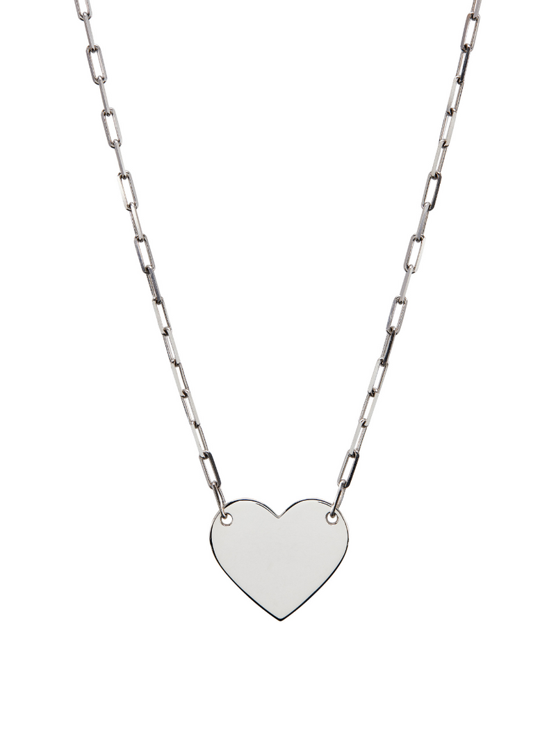 LARGE HEART ID NECKLACE, SILVER
