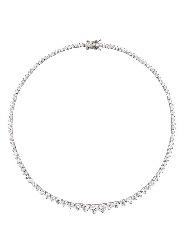 CAMPBELL GRADUATED, LAB-GROWN WHITE SAPPHIRE SILVER RIVIÈRE NECKLACE