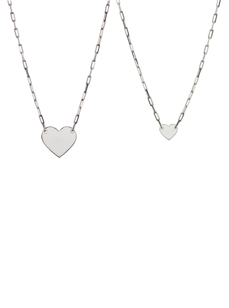LARGE HEART ID NECKLACE, SILVER