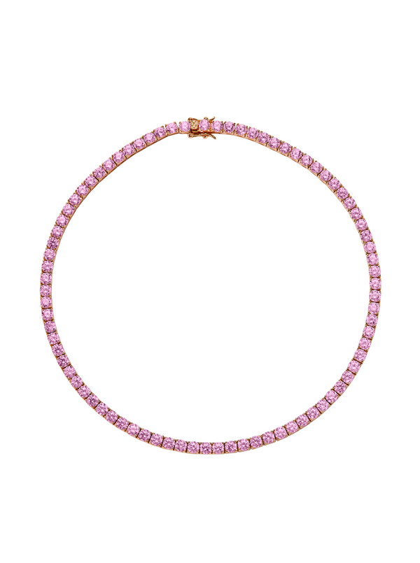 CUSTOM KATE 4.5MM ROUND CUT, LAB LIGHT PINK SAPPHIRE RIVIÈRE  NECKLACE