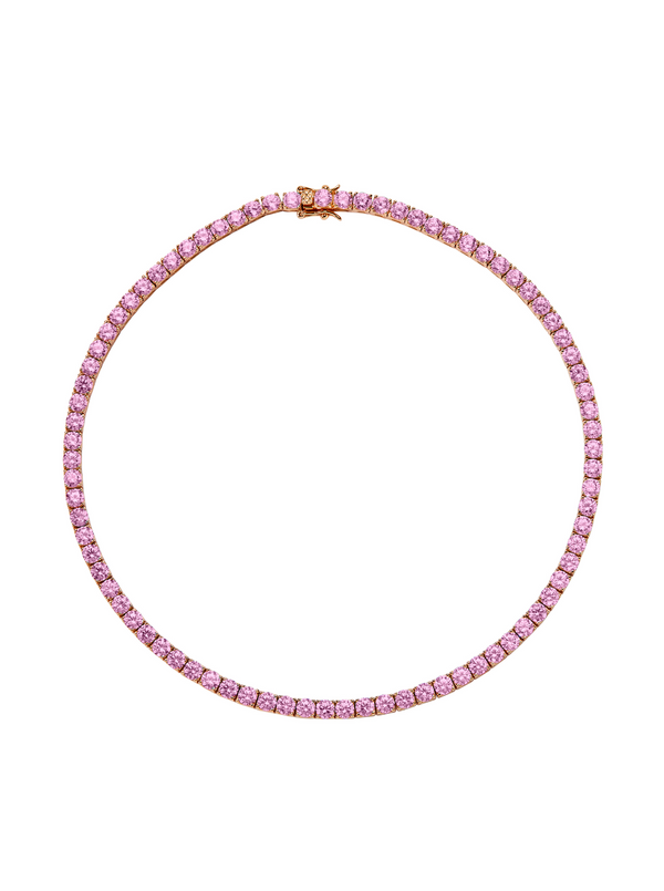 CUSTOM KATE 4.5MM ROUND CUT, LAB-GROWN LIGHT PINK SAPPHIRE RIVIÈRE  NECKLACE