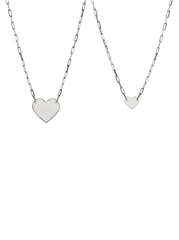 SMALL HEART ID NECKLACE, SILVER