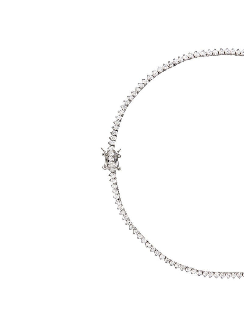 CAMPBELL GRADUATED, LAB-GROWN WHITE SAPPHIRE SILVER RIVIÈRE NECKLACE