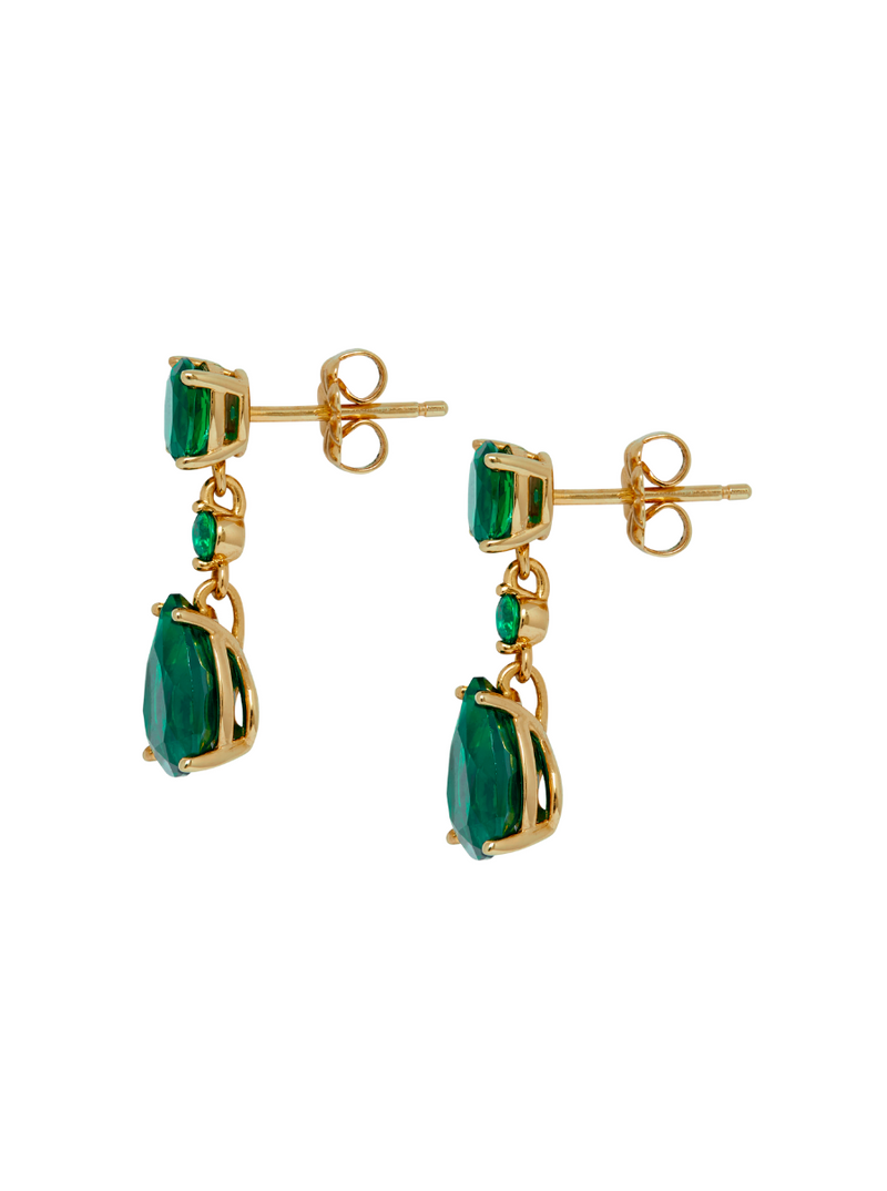 BEA 5 CARAT LAB GROWN EMERALD GOLD DROP EARRINGS Dorsey