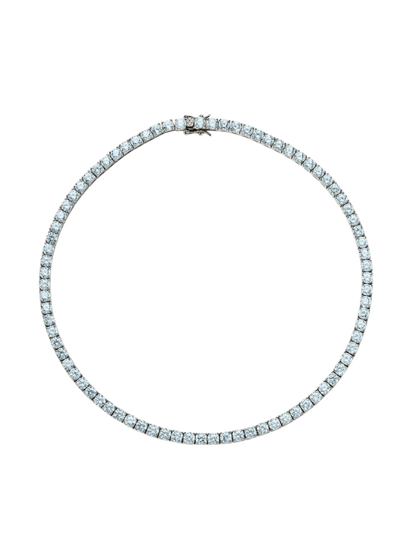 CUSTOM KATE 4.5MM ROUND CUT, LAB LIGHT BLUE SPINEL RIVIÈRE  NECKLACE
