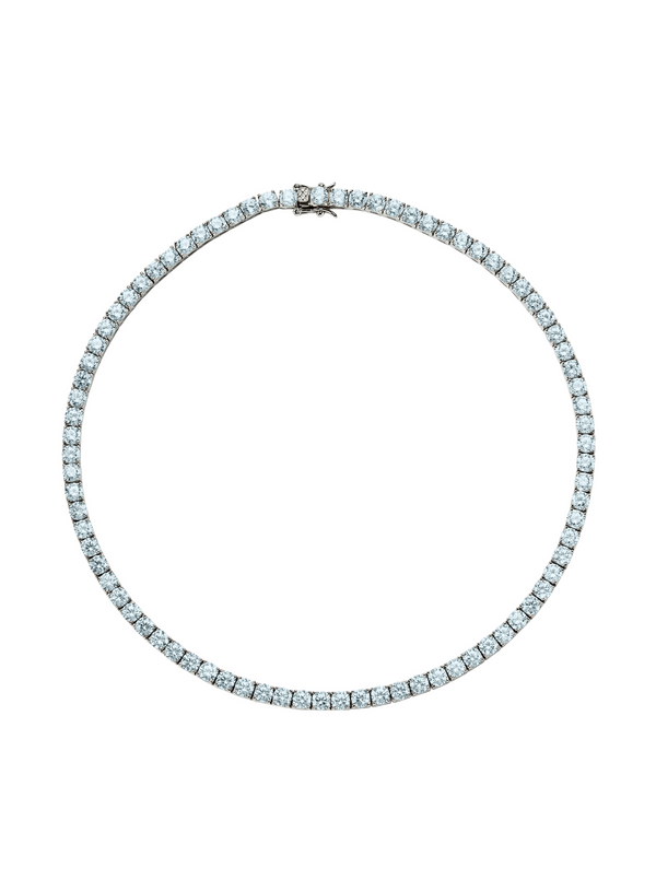 CUSTOM KATE 4.5MM ROUND CUT, LAB-GROWN LIGHT BLUE SPINEL RIVIÈRE  NECKLACE