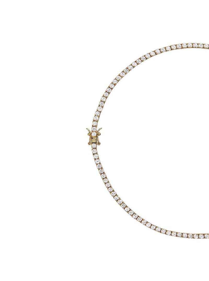 MOSS ROUND CUT, 3MM 4-PRONG, LAB-GROWN WHITE SAPPHIRE GOLD RIVIÈRE NECKLACE