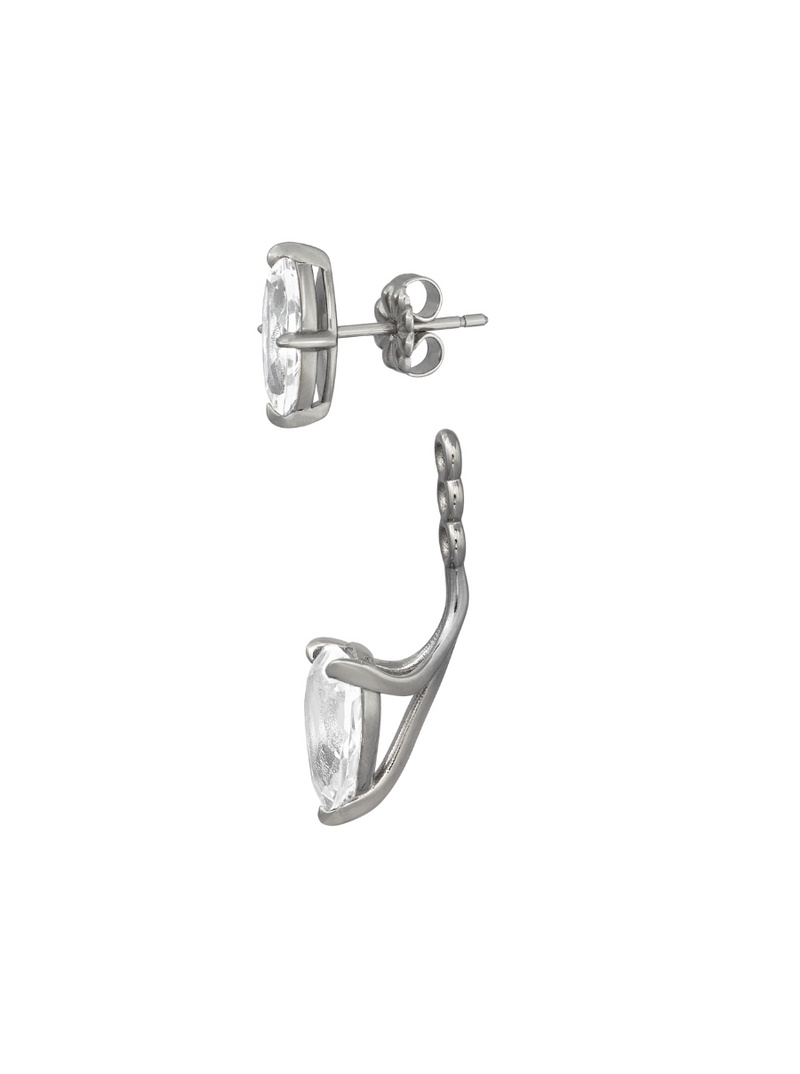 MARQUIS AND PEAR LAB-GROWN WHITE SAPPHIRE EAR JACKET EARRING