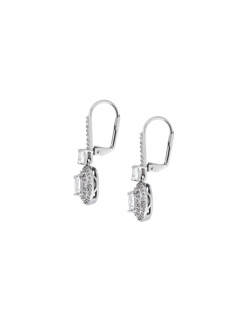 DENEUVE, OVAL WHITE SAPPHIRE DROP EARRINGS