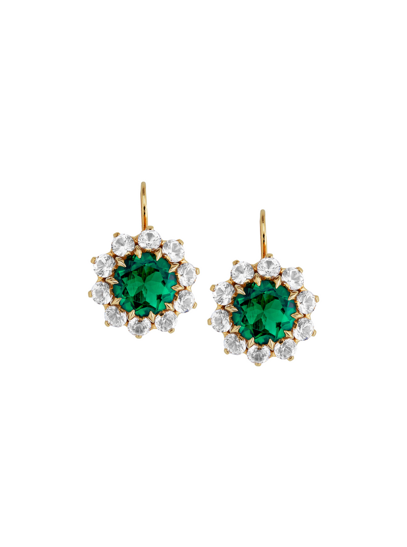 GWEN, LAB-GROWN EMERALD GOLD DROP EARRINGS