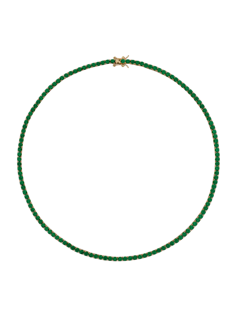 CUSTOM MOSS ROUND CUT, LAB-GROWN NANO CRYSTAL EMERALD RIVIÈRE NECKLACE