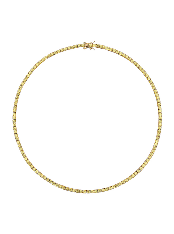 CUSTOM MOSS ROUND CUT, LAB CANARY YELLOW SAPPHIRE RIVIÈRE NECKLACE