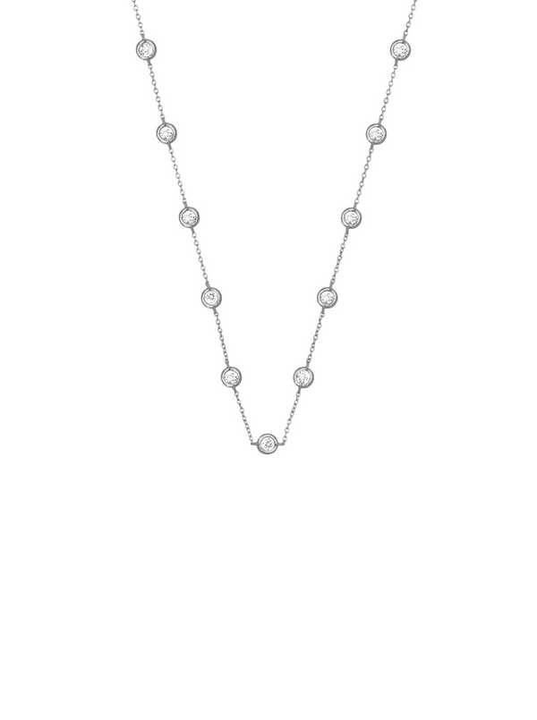 CLEMENCE, 1.50 CARAT 15 STONE STRAND NECKLACE, SILVER