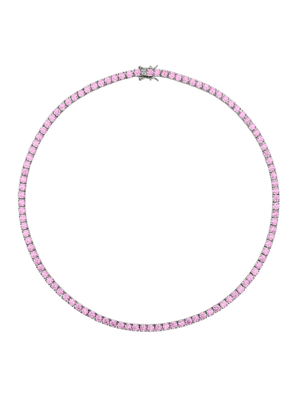 CUSTOM KATE ROUND CUT, LAB LIGHT PINK SAPPHIRE RIVIÈRE NECKLACE
