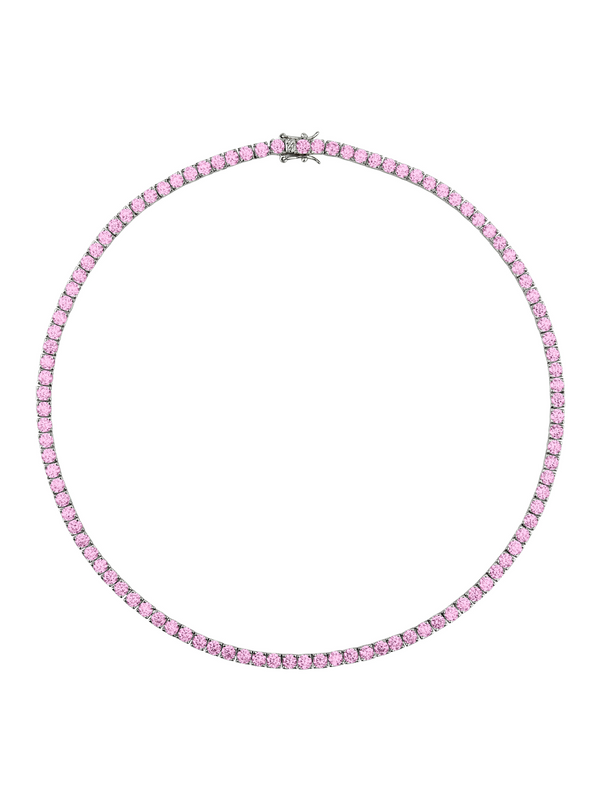 CUSTOM KATE ROUND CUT, LAB-GROWN LIGHT PINK SAPPHIRE RIVIÈRE NECKLACE