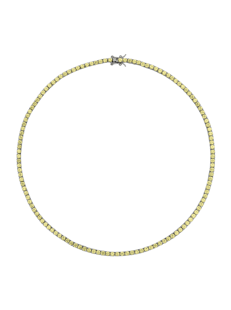 CUSTOM MOSS ROUND CUT, LAB-GROWN CANARY YELLOW SAPPHIRE RIVIÈRE NECKLACE