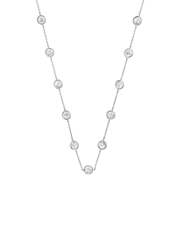 CLEMENCE, 7.50 CARAT 15 STONE STRAND NECKLACE, SILVER