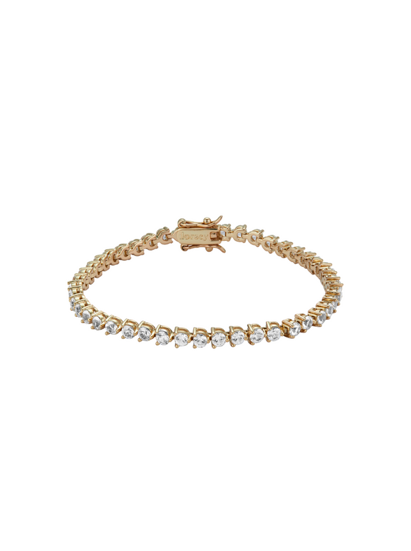 BENNINGTON 3MM 3-PRONG, LAB-GROWN WHITE SAPPHIRE GOLD RIVIÈRE BRACELET