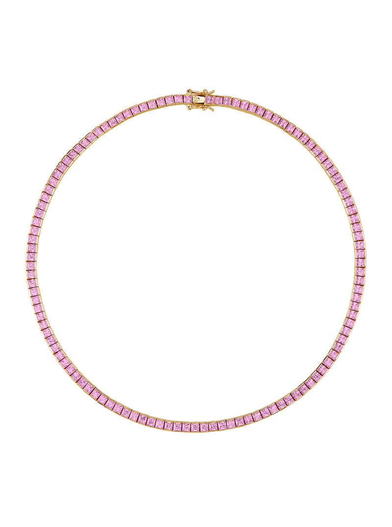 CUSTOM DORSEY PRINCESS CUT, LAB-GROWN LIGHT PINK SAPPHIRE RIVIÈRE NECKLACE