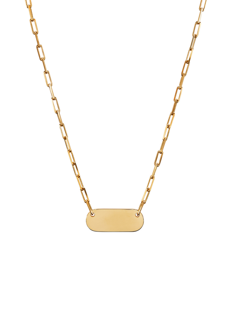 LARGE BAR ID NECKLACE, GOLD