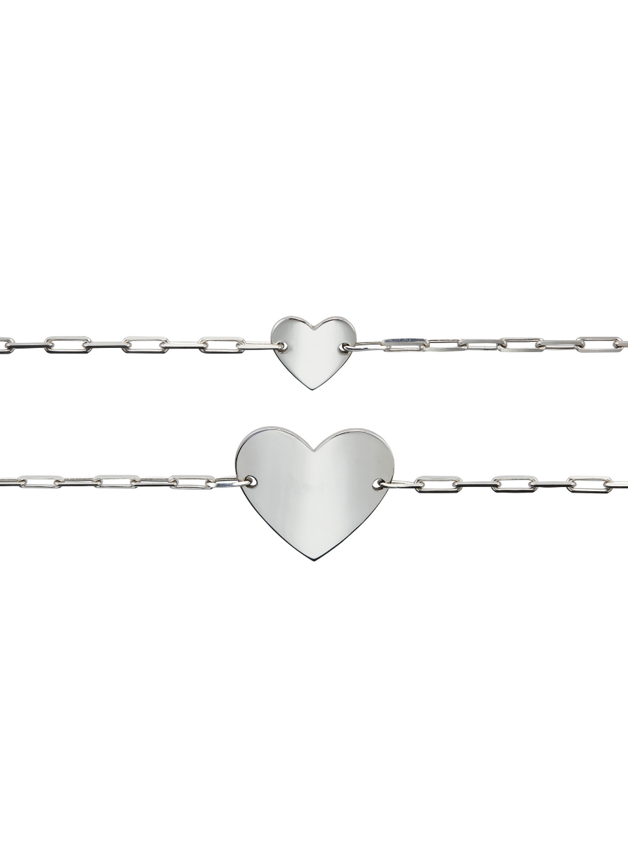 LARGE HEART ID BRACELET, SILVER