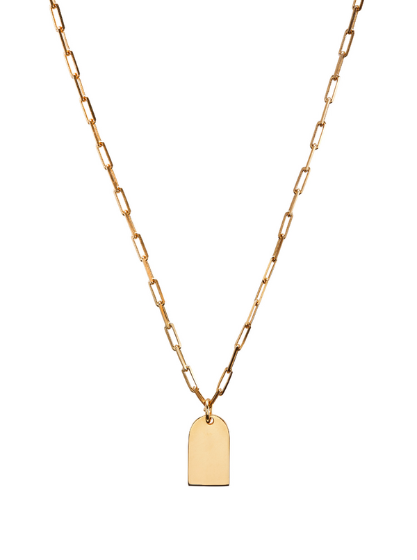 SMALL DOG TAG ID NECKLACE, GOLD