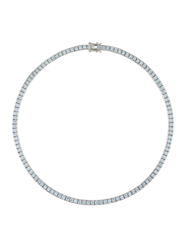 CUSTOM DORSEY PRINCESS CUT, LAB-GROWN LIGHT BLUE SPINEL RIVIÈRE NECKLACE